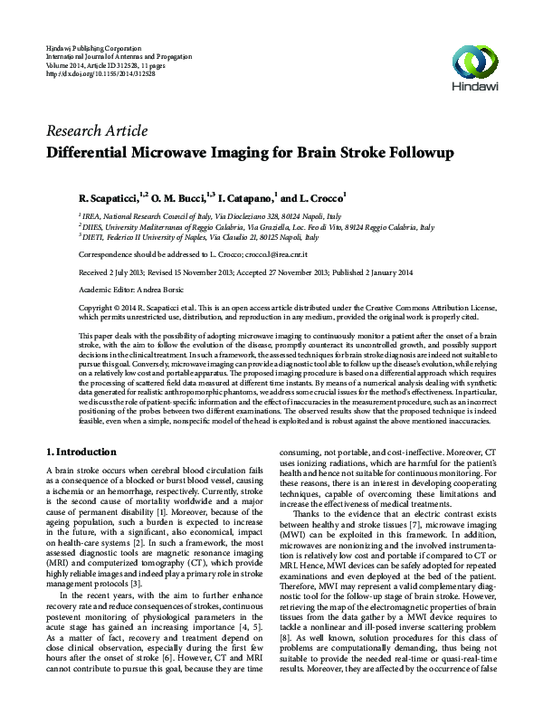 (PDF) Differential Microwave Imaging for Brain Stroke Followup