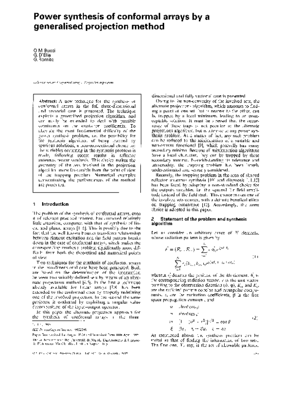 (PDF) Power synthesis of conformal arrays by a generalised projection ...