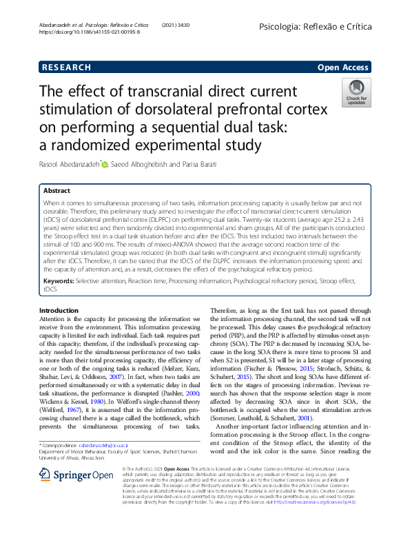 (PDF) The effect of transcranial direct current stimulation of ...