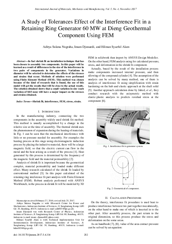 (PDF) A Study of Tolerances Effect of the Interference Fit in a