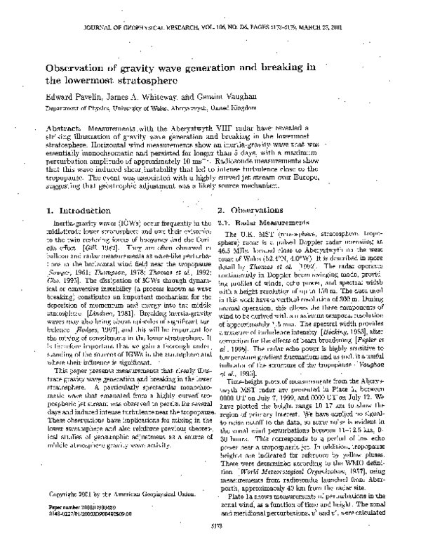 (PDF) Observation of gravity wave generation and breaking in the ...