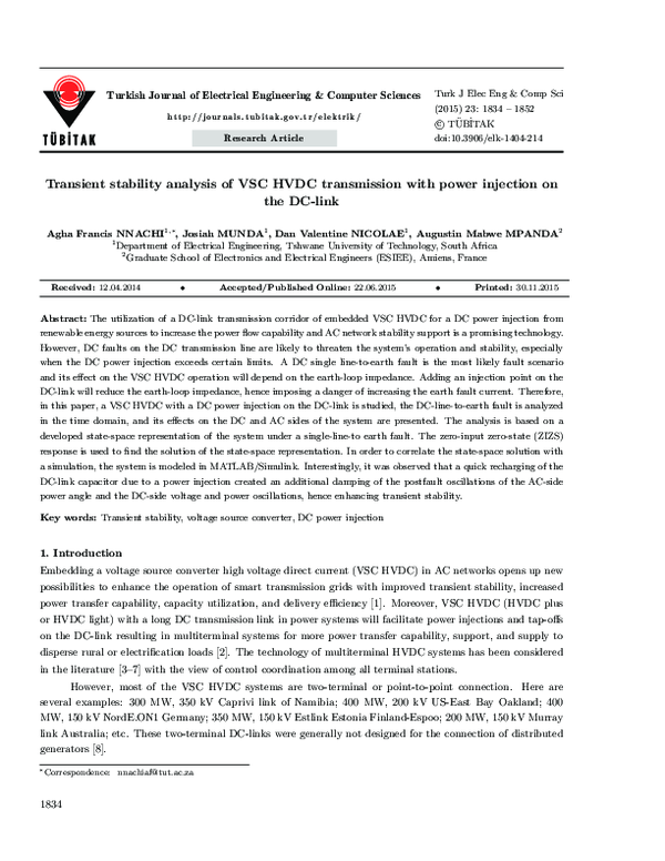 (PDF) Transient stability analysis of VSC HVDC transmission with power ...