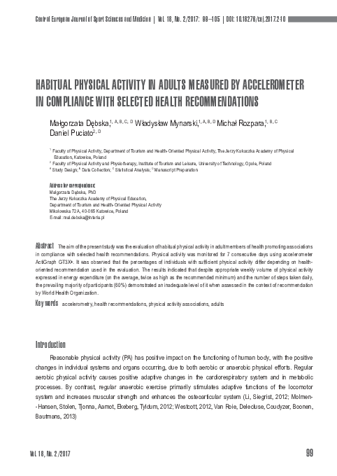 (PDF) Habitual Physical Activity in Adults Measured by Accelerometer in ...