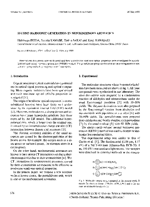 (PDF) Second harmonic generation in nonbenzenoid aromatics
