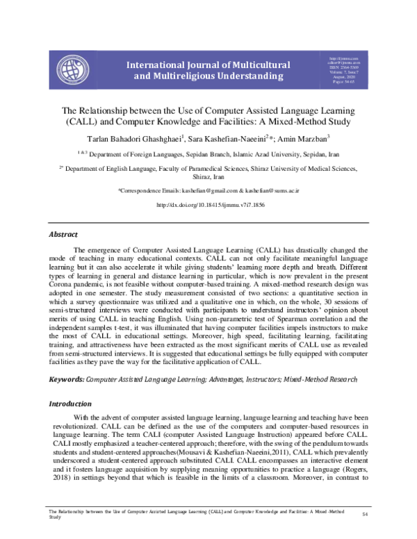 (PDF) The Relationship between the Use of Computer Assisted Language ...