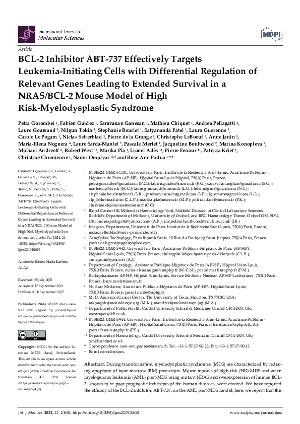(PDF) BCL-2 Inhibitor ABT-737 Effectively Targets Leukemia-Initiating ...