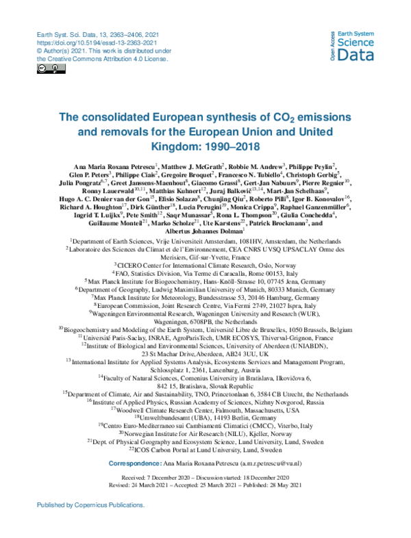 (PDF) The consolidated European synthesis of CO2 emissions and removals ...