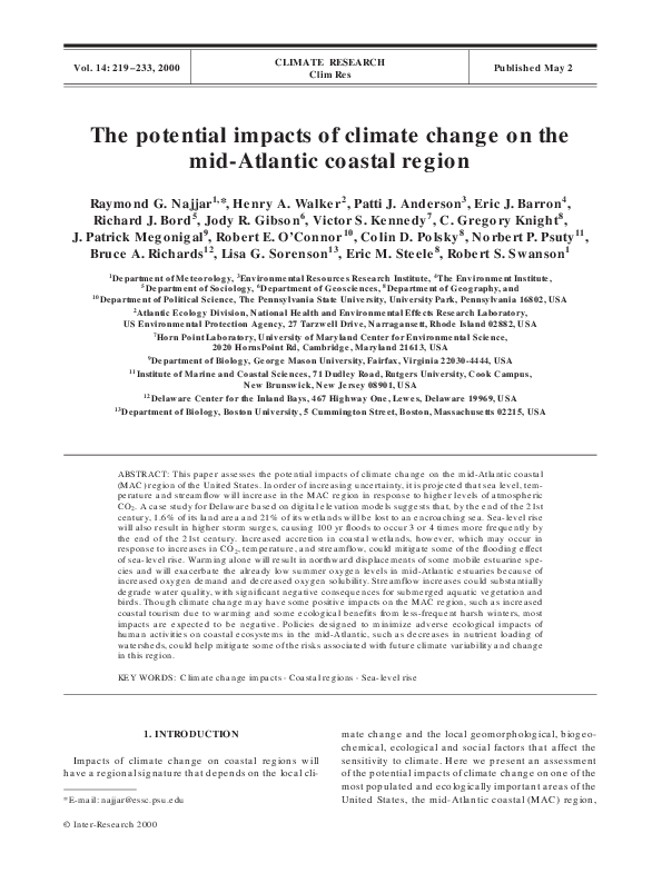 (PDF) The potential impacts of climate change on the mid-Atlantic ...