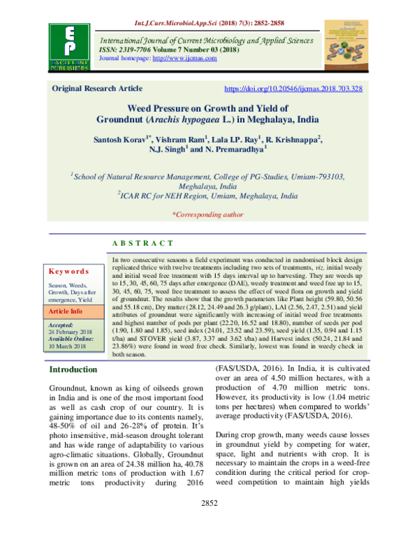 (PDF) Weed Pressure on Growth and Yield of Groundnut (Arachis hypogaea ...