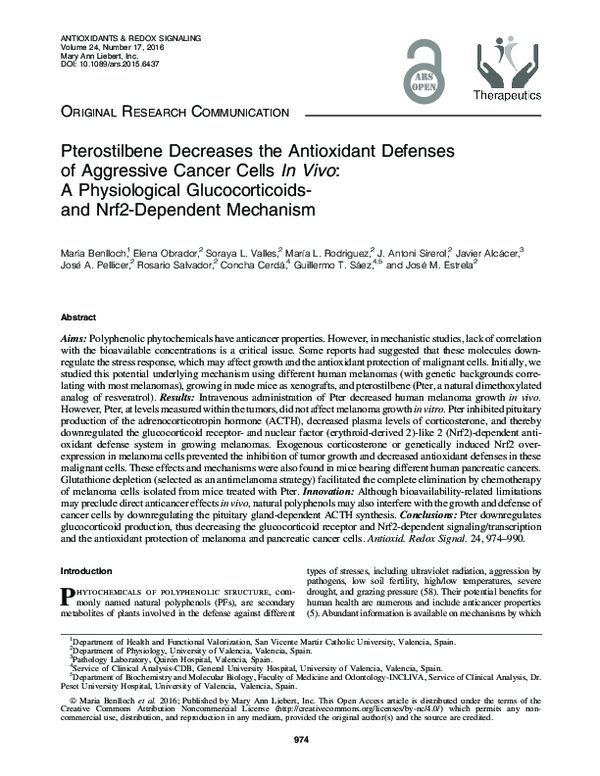 (PDF) Pterostilbene Decreases the Antioxidant Defenses of Aggressive ...