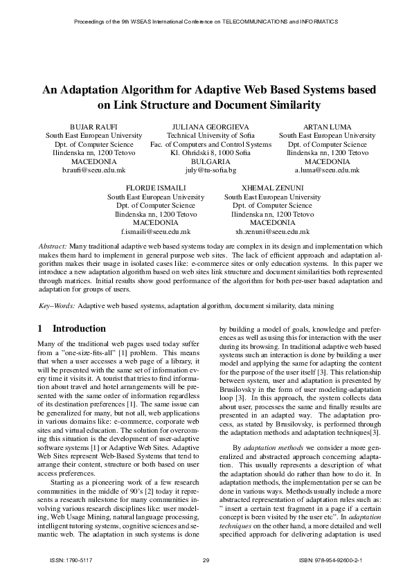 (PDF) An adaptation algorithm for adaptiveweb based systems based on ...