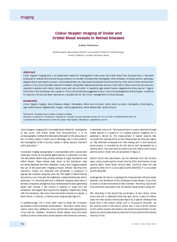 (PDF) Colour Doppler Imaging of Ocular and Orbital Blood Vessels in ...