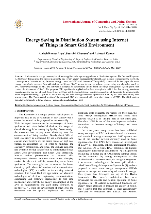 (PDF) Energy Saving in Distribution System using Internet of Things in ...