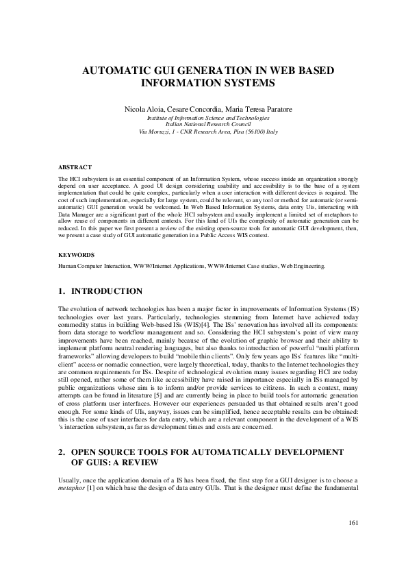 (PDF) Automatic Gui Generation in Web Based Information Systems