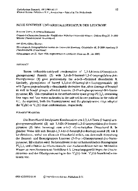 (PDF) Neue synthese und kristallstruktur der leucrose