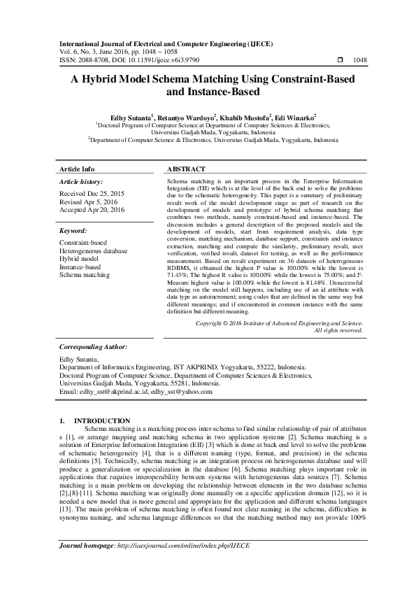 (PDF) A Hybrid Model Schema Matching Using Constraint-Based and ...