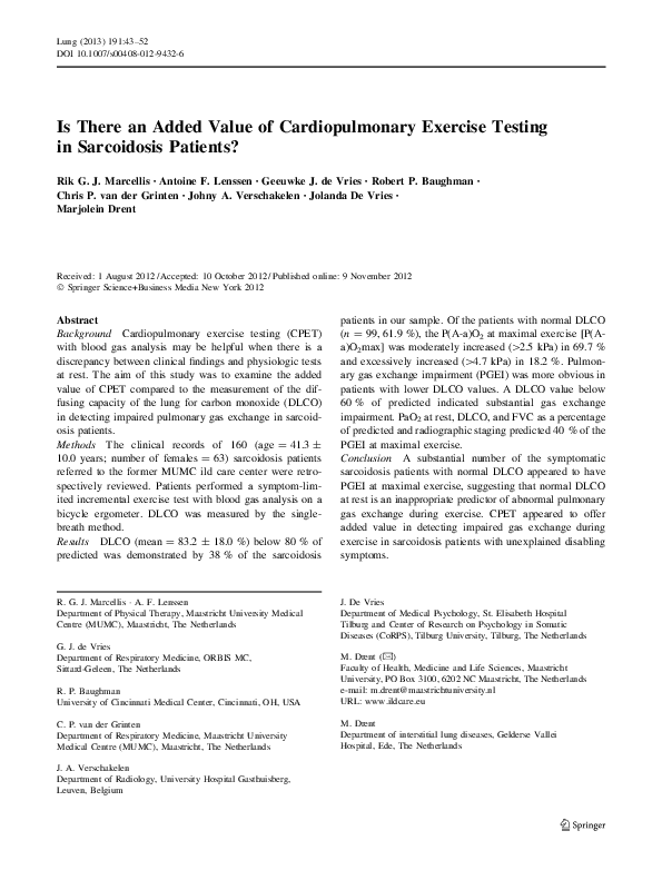 (PDF) Is There an Added Value of Cardiopulmonary Exercise Testing in ...