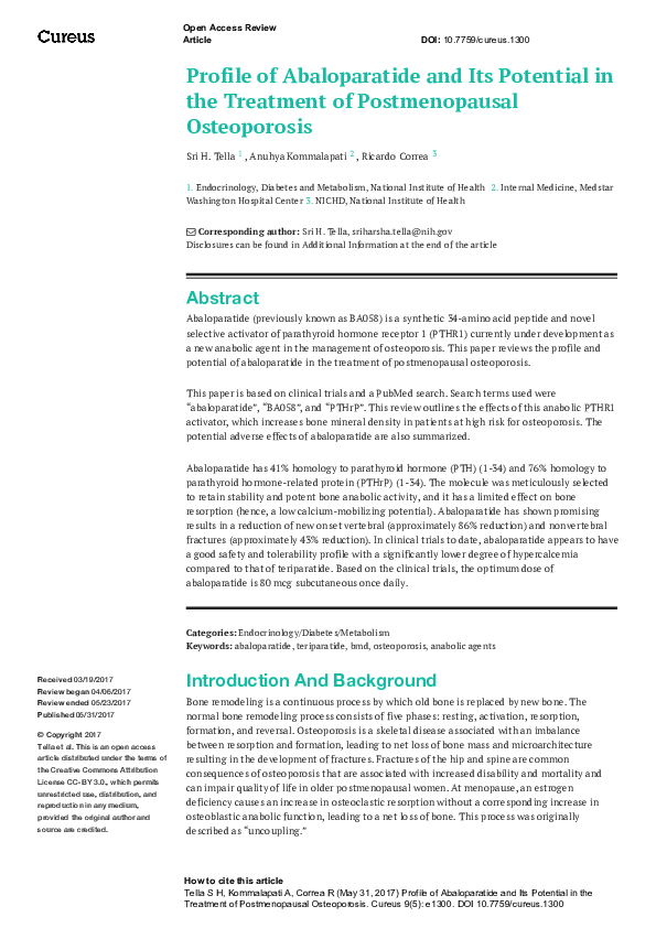 (PDF) Profile of Abaloparatide and Its Potential in the Treatment of ...
