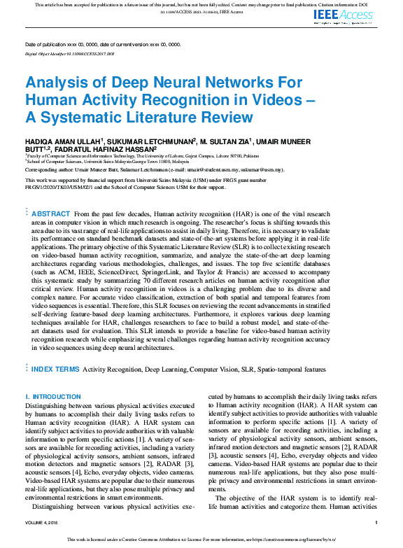 (PDF) Analysis of Deep Neural Networks For Human Activity Recognition ...