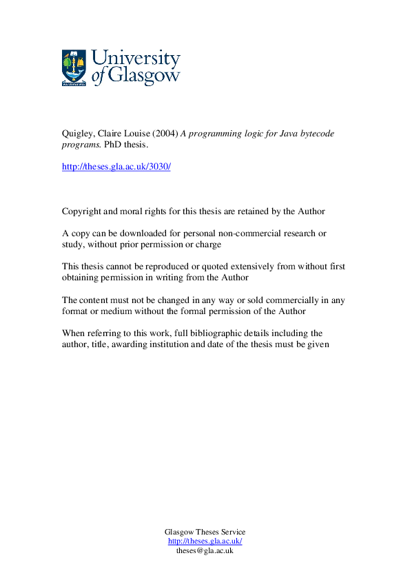 (PDF) A Programming Logic for Java Bytecode Programs