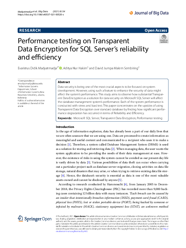 (PDF) Performance testing on Transparent Data Encryption for SQL Server ...