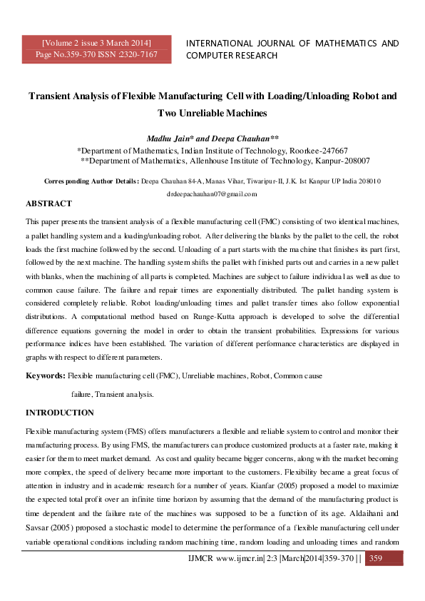 (PDF) Transient analysis of flexible manufacturing cell with loading ...