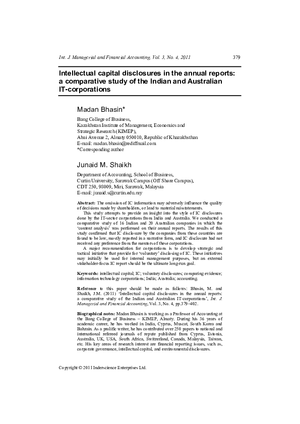 (PDF) Intellectual capital disclosures in the annual reports: a ...