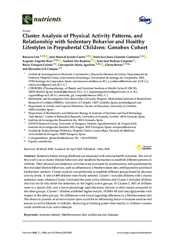 (PDF) Cluster Analysis of Physical Activity Patterns, and Relationship ...