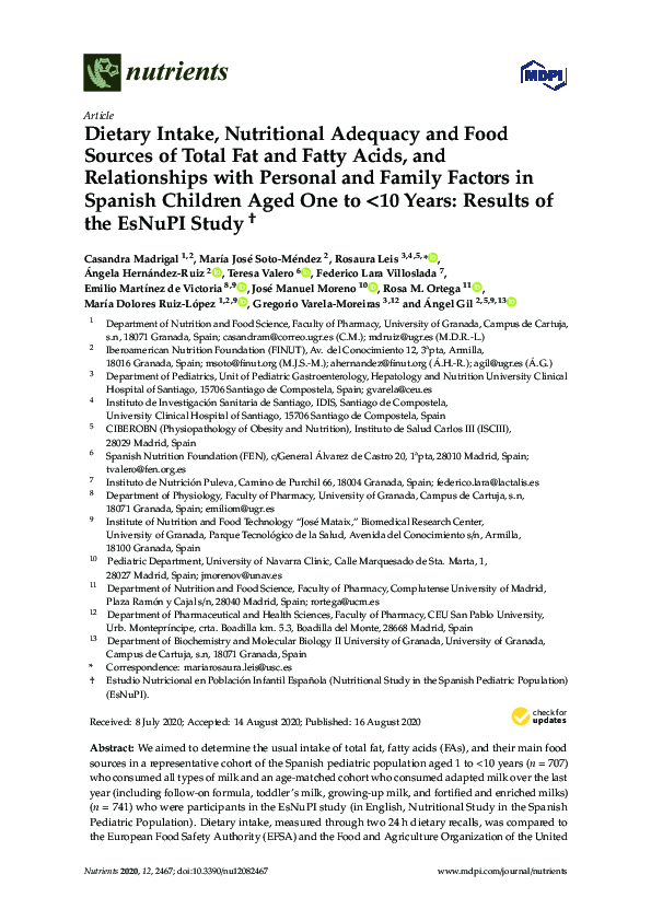 (PDF) Dietary Intake, Nutritional Adequacy and Food Sources of Total ...