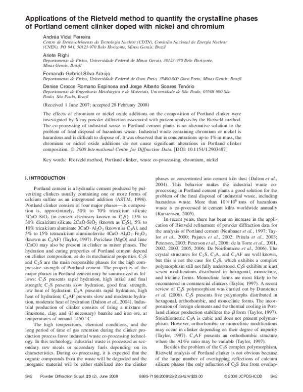 (PDF) Applications of the Rietveld method to quantify the crystalline ...