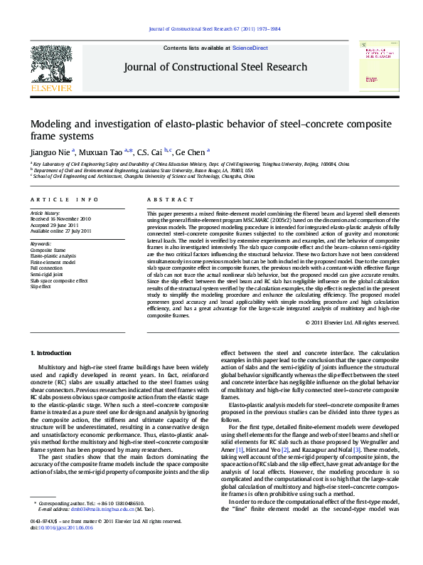 (PDF) Modeling and investigation of elasto-plastic behavior of steel ...