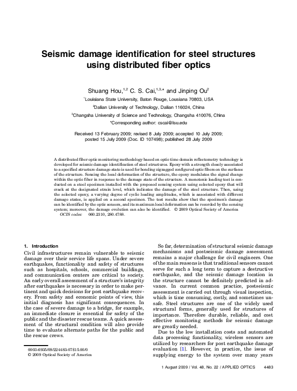 (PDF) Seismic damage identification for steel structures using ...