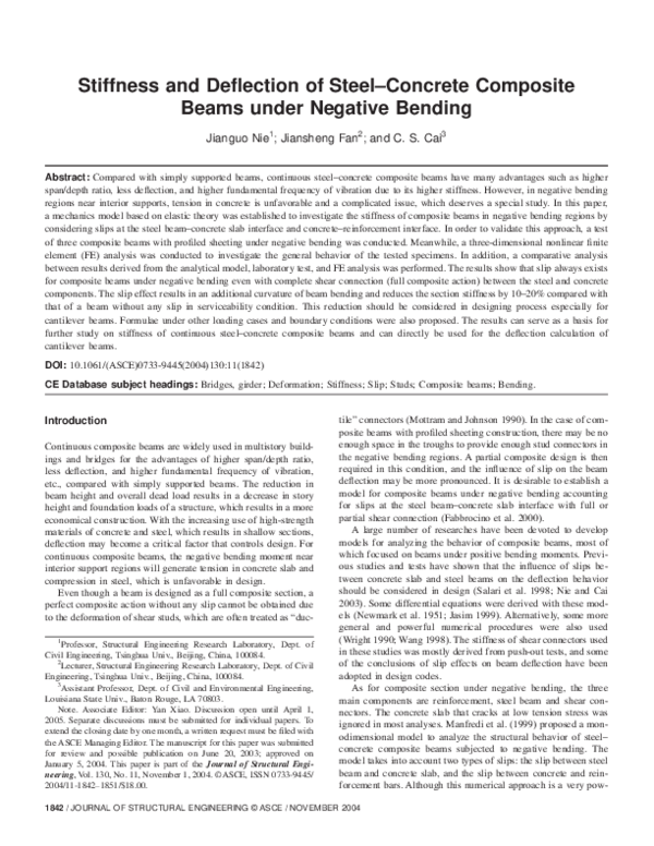 (PDF) Stiffness and Deflection of SteelConcrete Composite Beams under