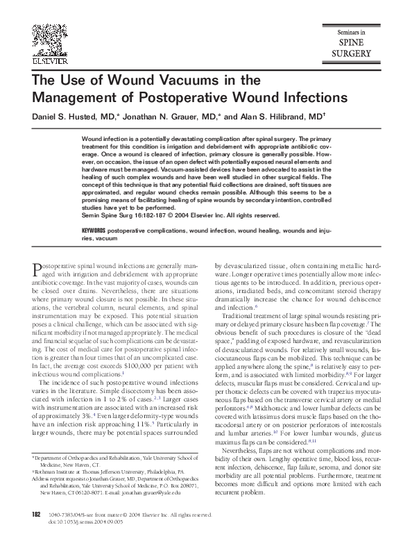 (PDF) The use of wound vacuums in the management of postoperative wound ...