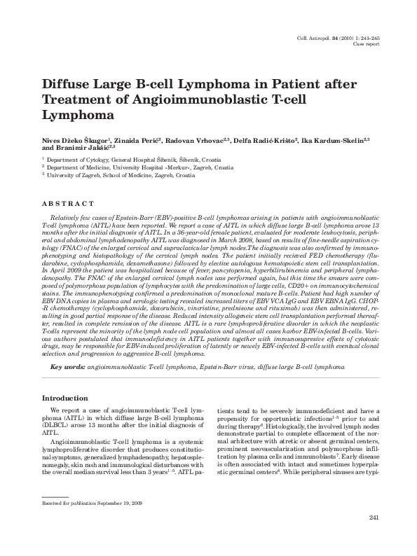 (PDF) Diffuse Large B-cell Lymphoma in Patient after Treatment of ...