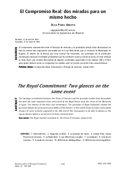 (PDF) El Compromiso Real: dos miradas para un mismo hecho