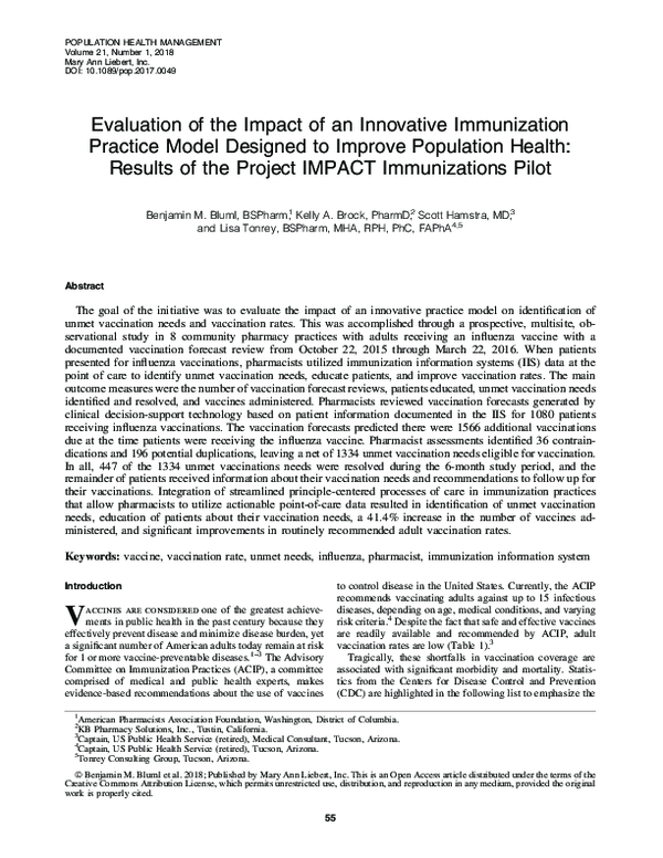 (PDF) Evaluation of the Impact of an Innovative Immunization Practice ...