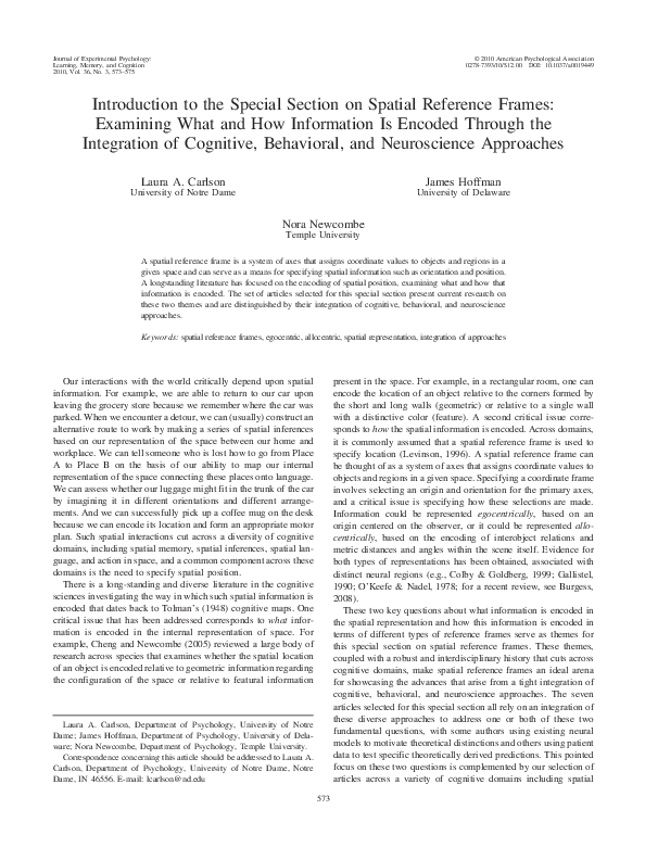 (PDF) Introduction to the special section on spatial reference frames ...