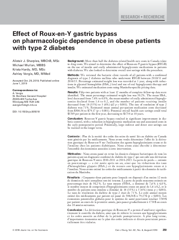 (PDF) Effect of Roux-en-Y gastric bypass on pharmacologic dependence in ...