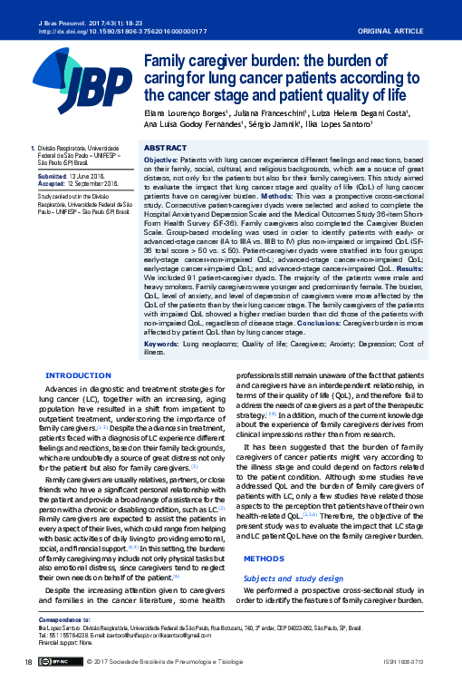 (PDF) Family caregiver burden: the burden of caring for lung cancer ...