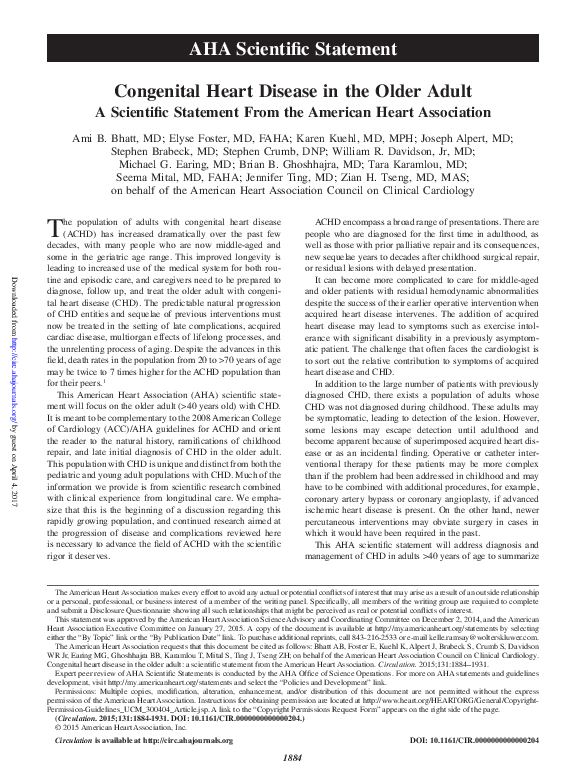(PDF) Congenital Heart Disease in the Older Adult: A Scientific ...