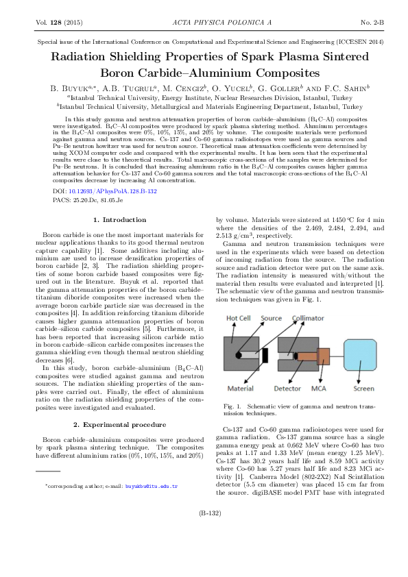 (PDF) Radiation Shielding Properties of Spark Plasma Sintered Boron ...