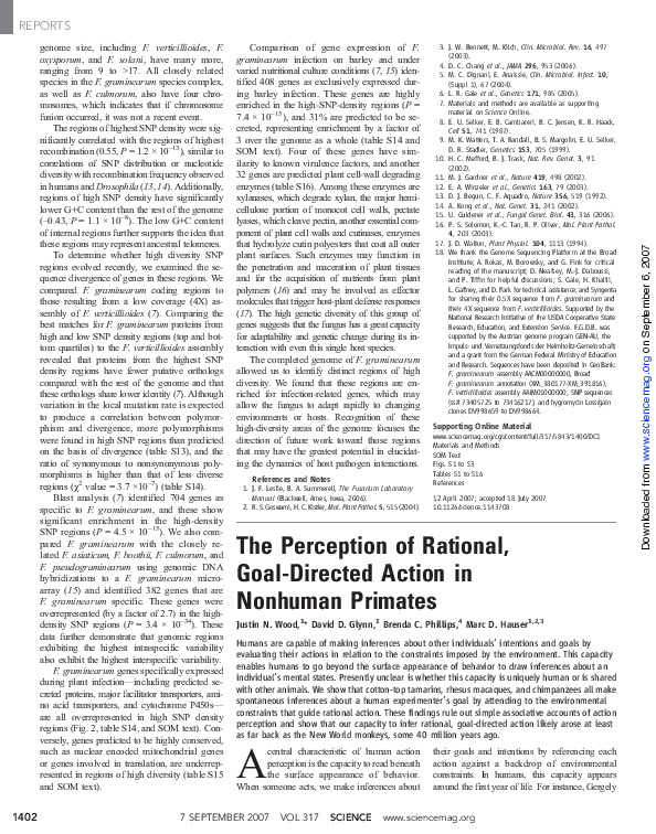(PDF) The Perception of Rational, Goal-Directed Action in Nonhuman Primates