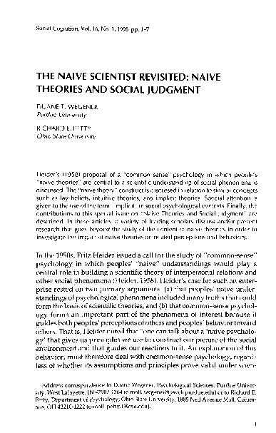 (PDF) The Naive Scientist Revisited: Naive Theories and Social Judgment