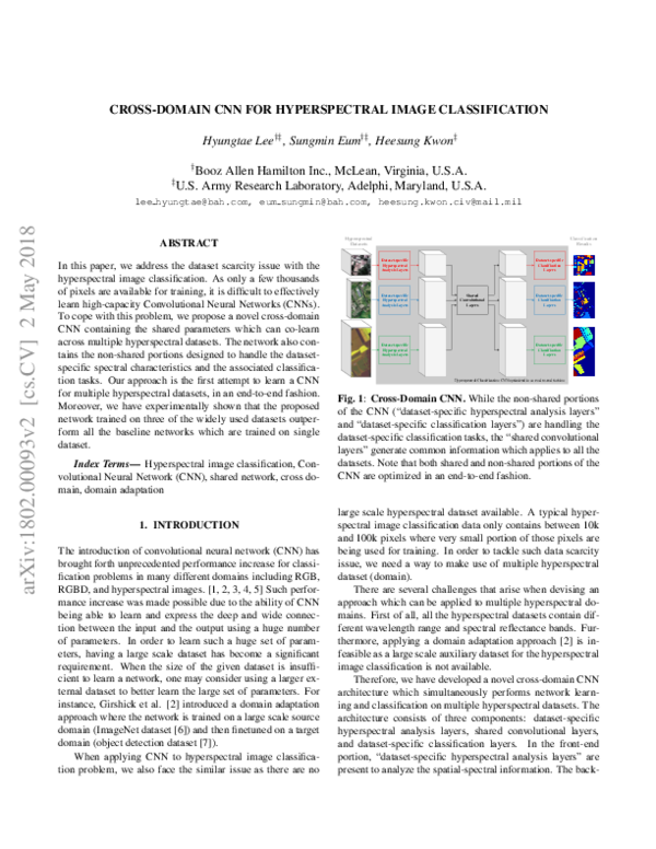 (PDF) Cross-Domain CNN for Hyperspectral Image Classification