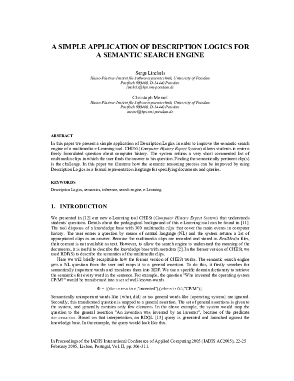 (PDF) A simple application of description logics for a semantic search ...