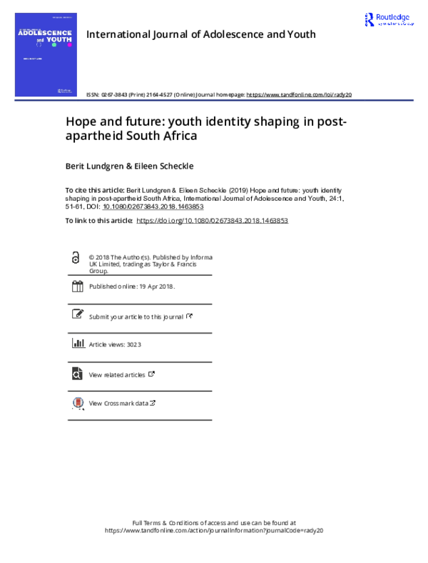 (PDF) Hope and future: youth identity shaping in post-apartheid South ...