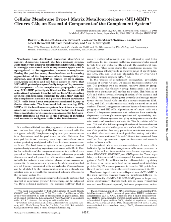 (PDF) Cellular Membrane Type-1 Matrix Metalloproteinase (MT1-MMP ...
