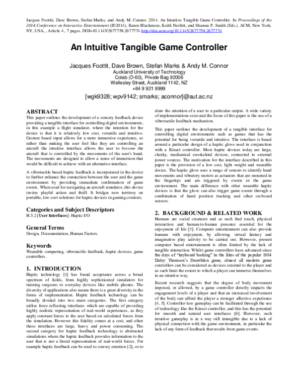 (PDF) An Intuitive Tangible Game Controller