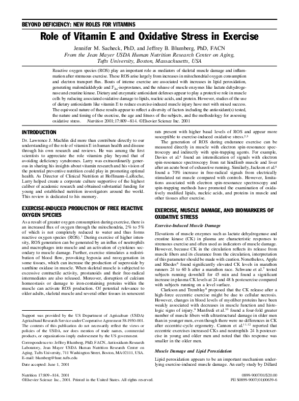 (PDF) Role of vitamin E and oxidative stress in exercise